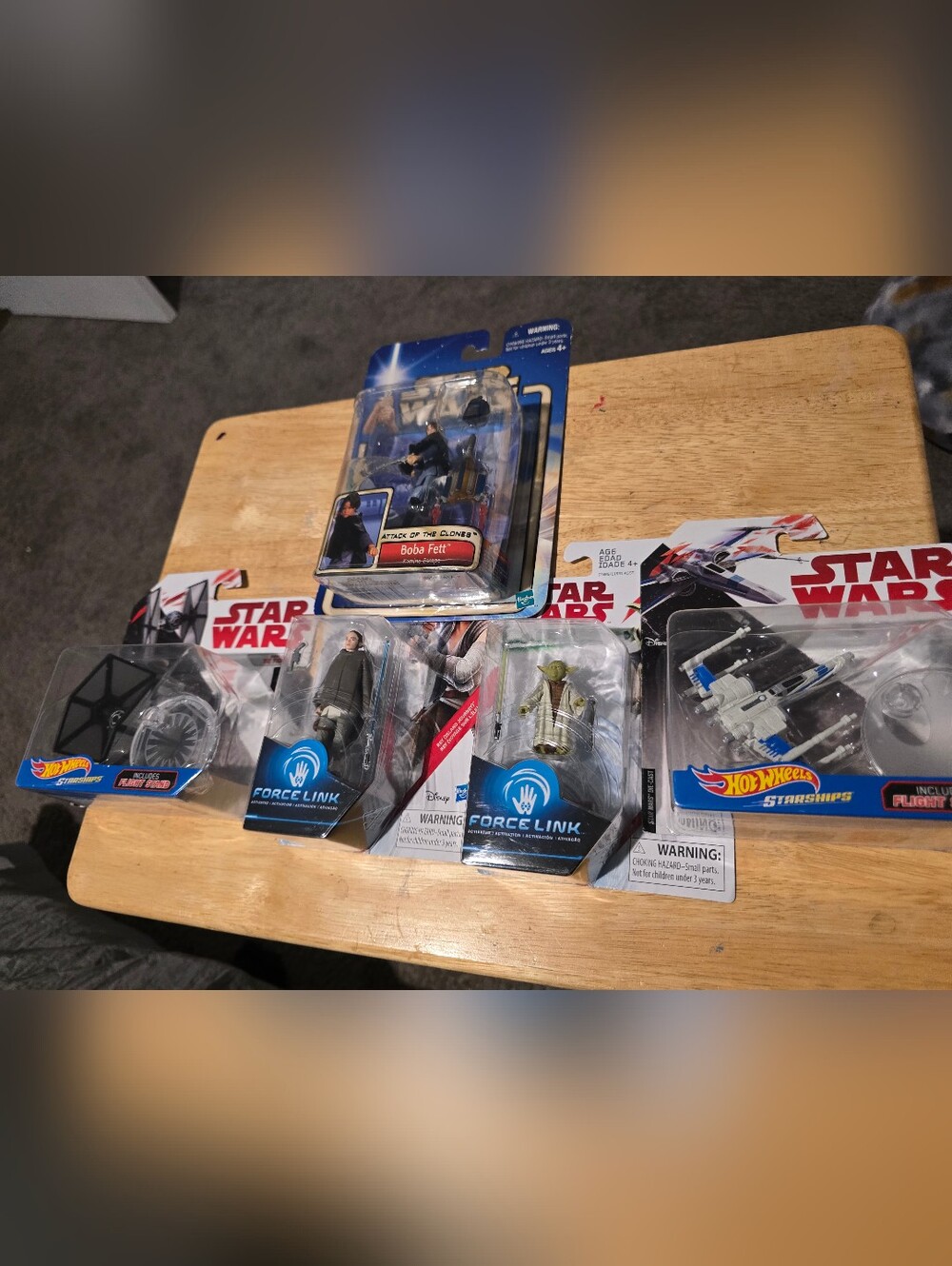 Star Wars Action Figure and Vehicle Lot with Blue and White Packaging